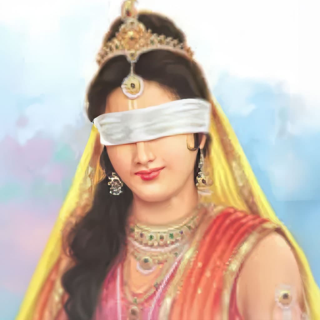Gandhari, character in the Krishna Dharma Mahabharata companion: Dhrtarastra's queen; mother of Duryodhana, his brothers, and Dushala.